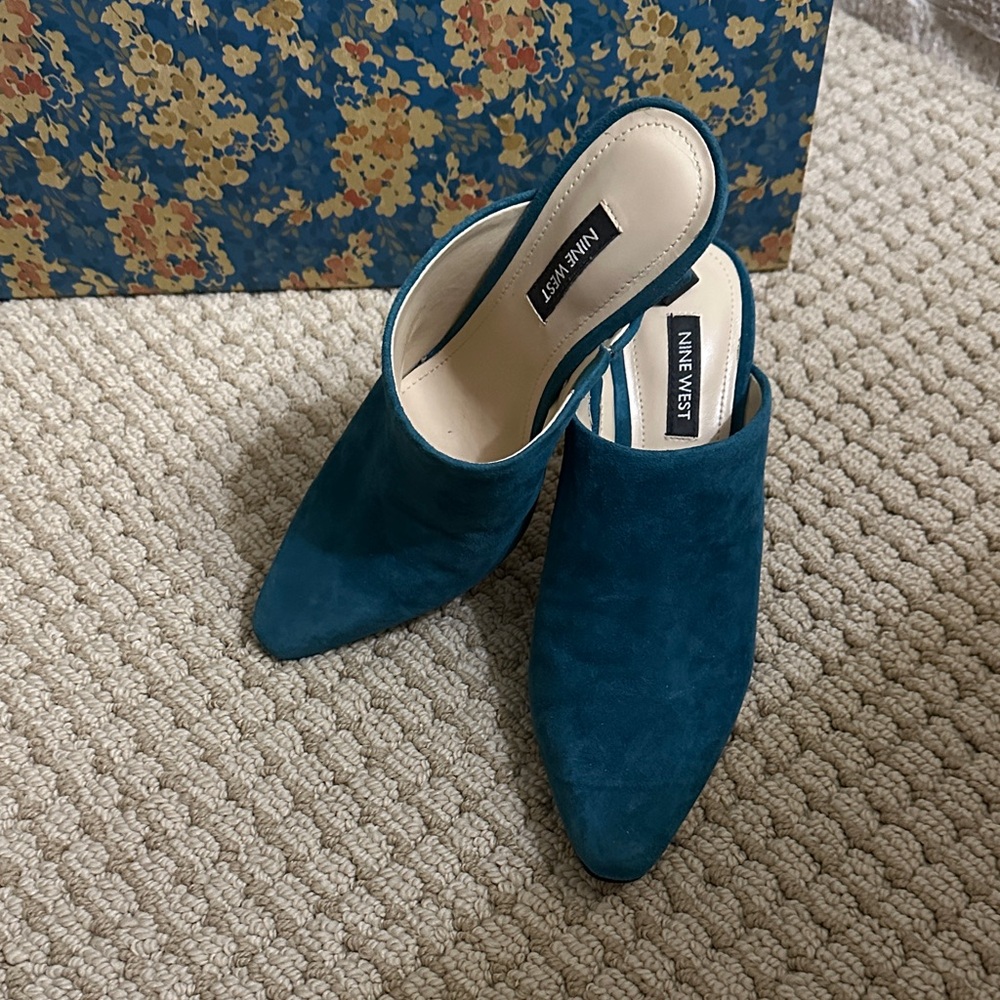 Nine West Blue Suede Women's Mules